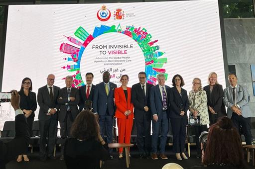 24/05/2025. World Health Organisation approves resolution on rare diseases, sponsored by Spain. The Minister for Health, Mónica García, in a...